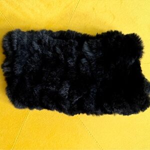 YVES SALOMON Knitted Rex Rabbit Fur Headband NWOT